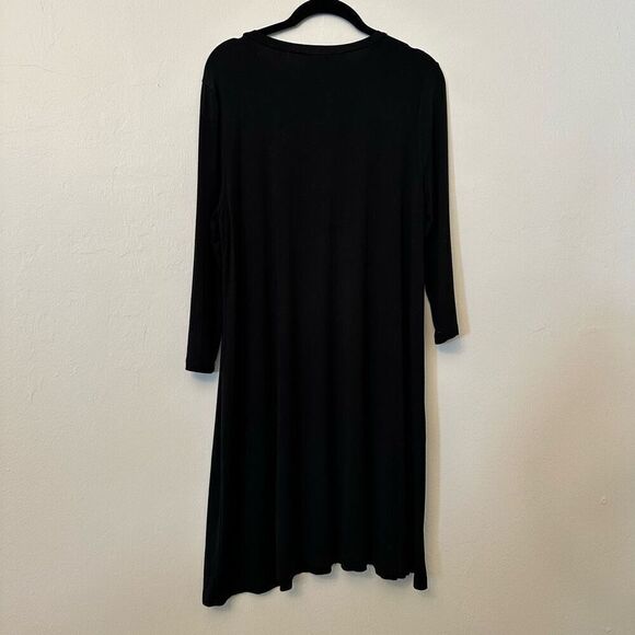 Final Touch Killin' It Print Rayon Modal 3/4 Sleeve Black Shift Dress Size Large - Picture 4 of 6